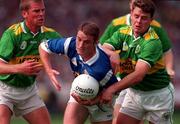 24 August 1997; Philip Kermath of Cavan, centre, in action against Dara Ó Cinnéide, left, and Denis O'Dwyer of Kerry during the GAA Football All-Ireland Senior Championship Semi-Final match between Cavan and Kerry at Croke Park, Dublin. Photo by Ray McManus/Sportsfile