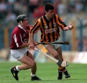 27 July 1997; Philip Larkin of Kilkenny in action against Francis Forde of Galway during the GAA All-Ireland Senior Hurling Championship Quarter-Final match between Kilkenny and Galway at Semple Stadium in Thurles, Tipperary. Photo by Matt Browne/Sportsfile