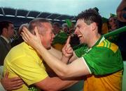 28 September 1997; Kerry Manager Paidi O'Se congratulates Stephen Stack of Kerry following the GAA Football All-Ireland Senior Championship Final at Croke Park in Dublin. Photo by David Maher/Sportsfile