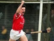 27 March 1999; Alan Browne of Cork celebrates after scoring a goal during the Church and General National Hurling League Division 1B match between Cork and Waterford at Páirc Uí Rinn in Cork. Photo by Brendan Moran/Sportsfile