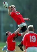 3 April 1999; Anthony Reddan of Bohemians wins a lineout during the AIB All-Ireland League Division 3 match between UCD RFC and Bohemians RFC at the Belfield Bowl in Dublin. Photo by Ray McManus/Sportsfile