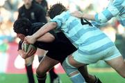 7 March 1999; Barry McCann of Cistercian College Roscrea is tackled by John MacGovern of Blackrock College during the Coca Cola Leinster Schools Senior Cup Final between Blackrock College and Cistercian College Roscrea at Lansdowne Road in Dublin. Photo by David Maher/Sportsfile