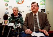 24 March 1999; FAI Chief Executive Bernard O'Byrne, right, and manager Mick McCarthy during a Republic of Ireland Press Conference at the Forte Crescent Hotel in Dublin Airport, Dublin. Photo by David Maher/Sportsfile