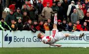 7 February 1999; Colin O'Brien of Cork City attempts an overhead kick during the FAI Cup match between Cork City and Finn Harps at Turners Cross in Cork. Photo by David Maher/Sportsfile