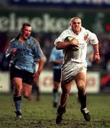 10 February 1999; Gearoid Hayes of Dublin University races clear on the way to scoring a try during the Annual Colours match between UCD and Dublin University at Donnybrook Stadium in Dublin. Photo by Aoife Rice/Sportsfile