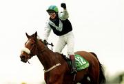 5 April 1999; Glebe Lad, with Tom Rudd up, celebrates winning the Jameson Irish Grand National Steeplechase at Fairyhouse Racecourse in Ratoath, Meath. Photo by Matt Browne/Sportsfile