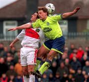 7 February 1999; Jonathan Speake of Finn Harps in action against Mark Herrick of Cork City during the FAI Cup match between Cork City and Finn Harps at Turners Cross in Cork. Photo by David Maher/Sportsfile