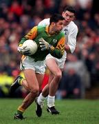 28 March 1999; Nigel Nestor of Meath in action against Dermot Earley of Kildare during the Church and General National Football League Division 1 match between Meath and Kildare at Páirc Tailteann in Navan, Meath. Photo by Ray McManus/Sportsfile