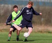 23 March 1999; Steve Staunton and Denis Irwin during Republic of Ireland Squad Training at the AUL Grounds in Clonshaugh, Dublin. Photo by Ray Lohan/Sportsfile