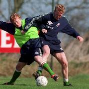 23 March 1999; Damien Duff, left, and Steve Staunton during Republic of Ireland Squad Training at the AUL Grounds in Clonshaugh, Dublin. Photo by Matt Browne/Sportsfile