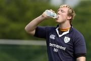 14 June 2005; Flanker Eric Miller takes a drink during training. Ireland rugby squad training, Tatsumi No Mori Rugby training facility, Tokyo, Japan. Picture credit; Brendan Moran / SPORTSFILE