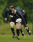 15 June 2005; Centre David Quinlan in action during training. Ireland rugby squad training, Tatsumi No Mori Rugby training facility, Tokyo, Japan. Picture credit; Brendan Moran / SPORTSFILE