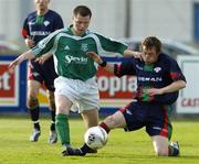 17 June 2005; Robbie McGuinness, Bray Wanderers, in action against Joe Gamble, Cork City. eircom League, Premier Division, Bray Wanderers v Cork City, Carlisle Grounds, Bray, Co. Wicklow. Picture credit; Matt Browne / SPORTSFILE