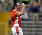 18 June 2005; Malachy Mackin, Armagh, celebrates after scoring his sides third goal. Bank of Ireland Ulster Senior Football Championship Replay, Armagh v Donegal, St. Tighernach's Park, Clones, Co. Monaghan. Picture credit; Pat Murphy / SPORTSFILE