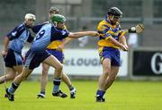 18 June 2005; David Forde, Clare, in action against Michael Carton, Dublin. Guinness All-Ireland Senior Hurling Championship Qualifier, Round 1, Dublin v Clare, Parnell Park, Dublin. Picture credit; Brian Lawless / SPORTSFILE