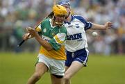 18 June 2005; Ger Oakley, Offaly, in action against John Mullane, Waterford. Guinness All-Ireland Senior Hurling Championship Qualifier, Round 1, Offaly v Waterford, Dr. Cullen Park, Co. Carlow. Picture credit; Damien Eagers / SPORTSFILE