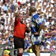 19 June 2005; Shane Cooke, Laois, is sent off by referee John Geaney. Bank of Ireland Leinster Senior Football Championship Semi-Final, Laois v Kildare, Croke Park, Dublin. Picture credit; Matt Browne / SPORTSFILE