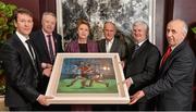 7 February 2014; Former President of Ireland Mary McAleese and husband Martin, centre, are presented with a painting by, from left: artist Niall Laird; Ulster GAA President Martin McAviney; Aogán O Fearghail, Former President, Ulster GAA; and Dr. Danny Murphy, CEO, Ulster GAA. The Croke Park Hotel, Jones's Road, Dublin. Picture credit: Ramsey Cardy / SPORTSFILE