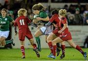 7 February 2014; Jenny Murphy, Ireland, is tackled by Rebecca De Filippo, Wales. Women's Six Nations Rugby Championship, Ireland v Wales, Ashbourne RFC, Ashbourne, Co. Meath. Picture credit: Ramsey Cardy / SPORTSFILE