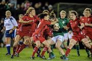 7 February 2014; Nora Stapleton, Ireland, is tackled by Amy Day, Wales. Women's Six Nations Rugby Championship, Ireland v Wales, Ashbourne RFC, Ashbourne, Co. Meath. Picture credit: Ramsey Cardy / SPORTSFILE