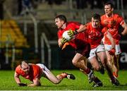 7 February 2014; Mark Poland, Down, in action against Ciaran McKeever and Ethan Rafferty, Armagh. Allianz Football League, Division 2, Round 2, Armagh v Down, Athletic Grounds, Armagh. Picture credit: Oliver McVeigh / SPORTSFILE