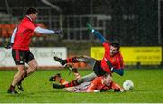 7 February 2014; Ciaran McKeever, Armagh, in action against Kevin McKernan, Down. Allianz Football League, Division 2, Round 2, Armagh v Down, Athletic Grounds, Armagh. Picture credit: Oliver McVeigh / SPORTSFILE