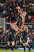 7 February 2014; Johann Muller, Ulster, wins the ball in the lineout. Celtic League 2013/14, Round 13, Ulster v Ospreys, Ravenhill Park, Belfast, Co. Antrim. Picture credit: Russell Pritchard / SPORTSFILE