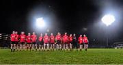 7 February 2014; The Down team line up before the game in torrential rain. Allianz Football League, Division 2, Round 2, Armagh v Down, Athletic Grounds, Armagh. Picture credit: Oliver McVeigh / SPORTSFILE
