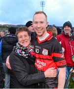 8 February 2014; Paul Coady, Mount Leinster Rangers, and his mother Rose Coady, celebrate after the game. AIB GAA Hurling All-Ireland Senior Club Championship Semi-Final, Mount Leinster Rangers, Carlow v Loughgiel Shamrocks, Antrim. Páirc Elser, Newry, Co. Down. Picture credit: Oliver McVeigh / SPORTSFILE