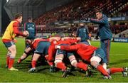8 February 2014; Munster head coach Rob Penney with his team as they practice their scrummaging before the game. Celtic League 2013/14, Round 13, Munster v Cardiff Blues, Thomond Park, Limerick. Picture credit: Diarmuid Greene / SPORTSFILE