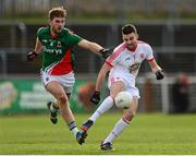 9 February 2014; Tiernan McCann, Tyrone, in action against Aidan O'Shea, Mayo. Allianz Football League Division 1 Round 2, Tyrone v Mayo, Healy Park, Omagh, Co. Tyrone. Picture credit: Oliver McVeigh / SPORTSFILE