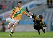 9 February 2014; Chris Healy, Two Mile House, in action against Philip Neilan, Fuerty. AIB GAA Football All Ireland Junior Club Championship Final, Two Mile House, Kildare v Fuerty, Roscommon. Croke Park, Dublin. Photo by Sportsfile