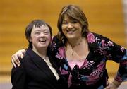 16 June 2005; Co-hosts Brenda Donoghue, RTE Presenter, and Anne Hickey, Special Olympics Athlete, at the opening ceremony of the Special Olympics Ireland Leinster / Eastern Regional Games 2005. Basketball Arena, Tallaght, Dublin. Picture credit; Matt Browne / SPORTSFILE