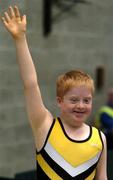 17 June 2005; Special Olympics athlete Philip Walsh, Bayside Gymnastics Club, shows his delight after taking part in the Level 1 boys Vault. Special Olympics Ireland Leinster / Eastern Regional Games 2005, UCD, Belfield, Dublin. Picture credit; Brian Lawless / SPORTSFILE
