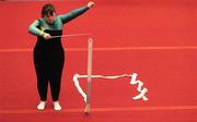 17 June 2005; Frances Dalton, St. Annes School, Kildare, prepares to begin her routine during the rhythmic floor event. Special Olympics Ireland Leinster / Eastern Regional Games 2005, UCD, Belfield, Dublin. Picture credit; Brian Lawless / SPORTSFILE