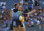19 June 2005; Paul Casey, Dublin, puts his hand up to the Dublin supporters on Hill 16 after winning a late free. Bank of Ireland Leinster Senior Football Championship Semi-Final, Dublin v Wexford, Croke Park, Dublin. Picture credit; Damien Eagers / SPORTSFILE