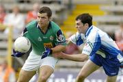 18 June 2005; Danny O'Connor, London, in action against Colm Flanagan, Monaghan. Bank of Ireland All-Ireland Senior Football Championship Qualifier, Round 1, Monaghan v London, St. Tighernach's Park, Clones, Co. Monaghan. Picture credit; Pat Murphy / SPORTSFILE