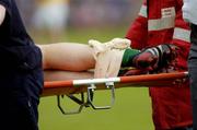 18 June 2005; Willie Power, Carlow, is stretchered off the field after breaking his leg. Bank of Ireland All-Ireland Senior Football Championship Qualifier, Round 1, Carlow v Offaly, Dr. Cullen Park, Co. Carlow. Picture credit; Damien Eagers / SPORTSFILE
