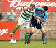 20 June 2005; Trevor Molloy, Shamrock Rovers, in action against Liam Tiernan, UCD. eircom League Cup, UCD v Shamrock Rovers, Belfield Park, UCD, Dublin. Picture credit; Damien Eagers / SPORTSFILE