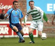 20 June 2005; Trevor Molloy, Shamrock Rovers, in action against Liam Tiernan, UCD. eircom League Cup, UCD v Shamrock Rovers, Belfield Park, UCD, Dublin. Picture credit; Damien Eagers / SPORTSFILE