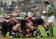 19 June 2005; Ireland scrum-half Kieran Campbell prepares to put the ball into the scrum. Japan v Ireland 2nd test, Prince Chichibu Memorial Rugby Ground, Tokyo, Japan. Picture credit; Brendan Moran / SPORTSFILE