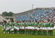 19 June 2005; The Ireland squad line up for the national anthems before the game. Japan v Ireland 2nd test, Prince Chichibu Memorial Rugby Ground, Tokyo, Japan. Picture credit; Brendan Moran / SPORTSFILE