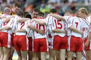19 June 2005; The Tyrone players in a team huddle before the game. Bank of Ireland Ulster Senior Football Championship Semi-Final, Tyrone v Cavan, St. Tighernach's Park, Clones, Co. Monaghan. Picture credit; Pat Murphy / SPORTSFILE