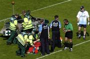 19 June 2005; Dublin's Stephen O'Shaughnessy is attended to before being stretchered off with a dislocated shoulder. Bank of Ireland Leinster Senior Football Championship Semi-Final, Dublin v Wexford, Croke Park, Dublin. Picture credit; Brian Lawless / SPORTSFILE
