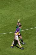 19 June 2005; Wexford's Nicky Lambert is shown the yellow card by referee Brian Crowe. Bank of Ireland Leinster Senior Football Championship Semi-Final, Dublin v Wexford, Croke Park, Dublin. Picture credit; Brian Lawless / SPORTSFILE