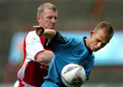 21 June 2005; Paul Dunphy, Bohemians, in action against Barry Prenderville, St. Patrick's Athletic. eircom League Cup, Pool B, Bohemians v St. Patrick's Athletic, Dalymount Park, Dublin. Picture credit; David Maher / SPORTSFILE