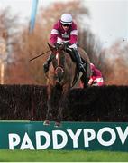 9 February 2014; Last Instalment, with Brian O'Connell up, jumps the last on their way to winning The Hennessy Gold Cup. Leopardstown Racecourse, Leopardstown, Co. Dublin. Picture credit: Barry Cregg / SPORTSFILE