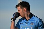 9 February 2014; Michael Darragh McAuley, Dublin, leaves the field, temporarily, with a bloodied nose. Allianz Football League, Division 1, Round 2, Westmeath v Dublin, Cusack Park, Friars Mill Road, Mullingar, Co. Westmeath. Picture credit: Ray McManus / SPORTSFILE