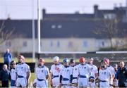 9 February 2014; Connacht players stand for a minute's silence in memory of Patrick Halpin. Interprovincial Hurling Championship Semi-Final, Connacht v Munster, Duggan Park, Ballinasloe, Co. Galway. Picture credit: Ramsey Cardy / SPORTSFILE