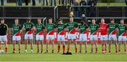 9 February 2014; The Mayo team stand for the National Anthem. Allianz Football League, Division 1, Round 2, Tyrone v Mayo, Healy Park, Omagh, Co. Tyrone. Picture credit: Oliver McVeigh / SPORTSFILE